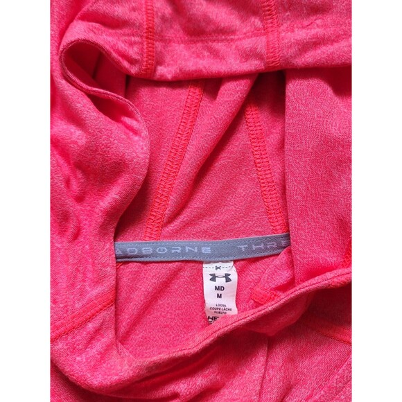 EUC Under Armour UA Threadborne Train Twist Hoodie Top Coral Red 1290041-963, M - Picture 2 of 4